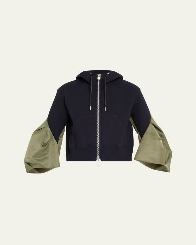 Zip-Up Hoodie with Nylon Sleeves